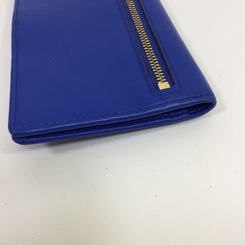 Lauren Ralph Lauren Womens Crosshatch Sheep Leather Slim Wallet Blue One Size - Picture 8 of 14